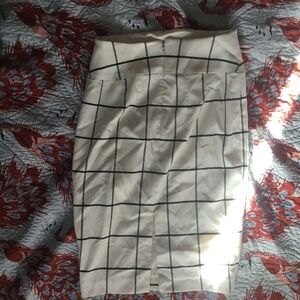 Cream and black striped skirt